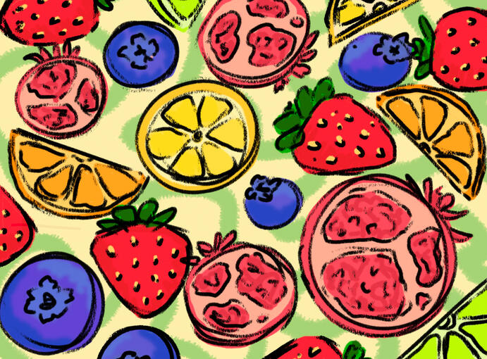 Fruit salad wallpaper Material: digital Completion: august 2022
